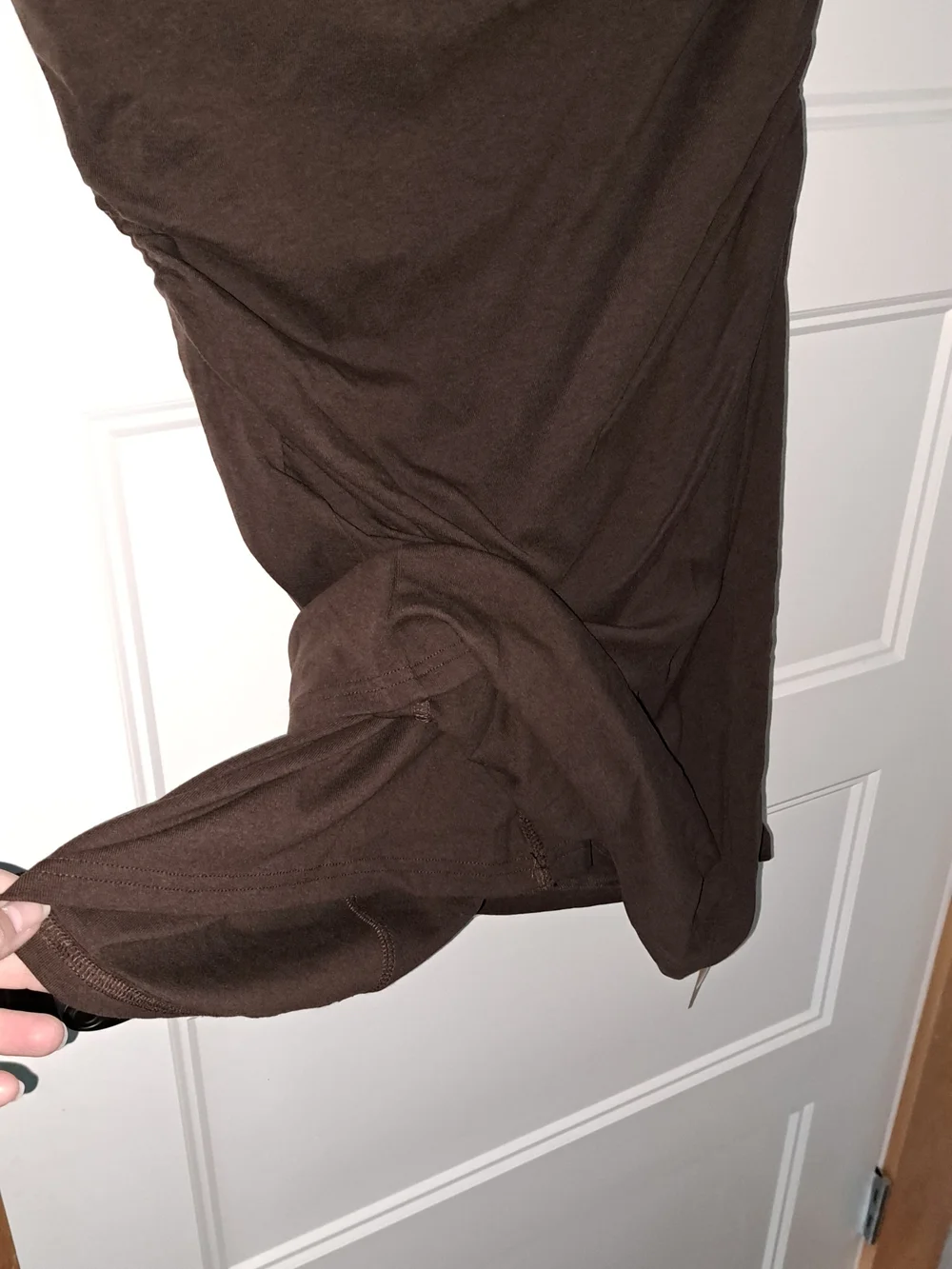OGL Chocolate Brown Asymmetrical Ruched One-Shoulder Dress - Picture 2 of 5
